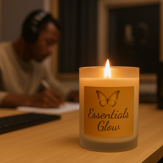 Frosted Glass Candle with Wooden Lid - Aromatherapy Gift, Home Decor, Relaxation Candle, Eco-Friendly Soy Wax, Essentials Glow