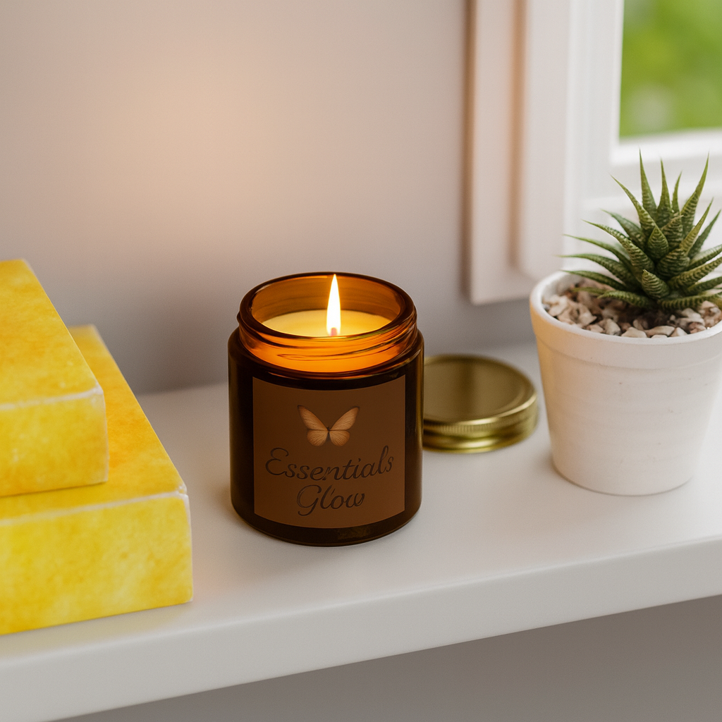 Essentials Glow – Coconut Apricot Wax Candle for Home & Self-Care